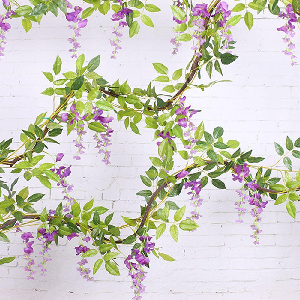 Home Decor Hanging Garland Artificial Flowers Fake Ivy Vine Foliage Trailing Flower Wisteria Plant