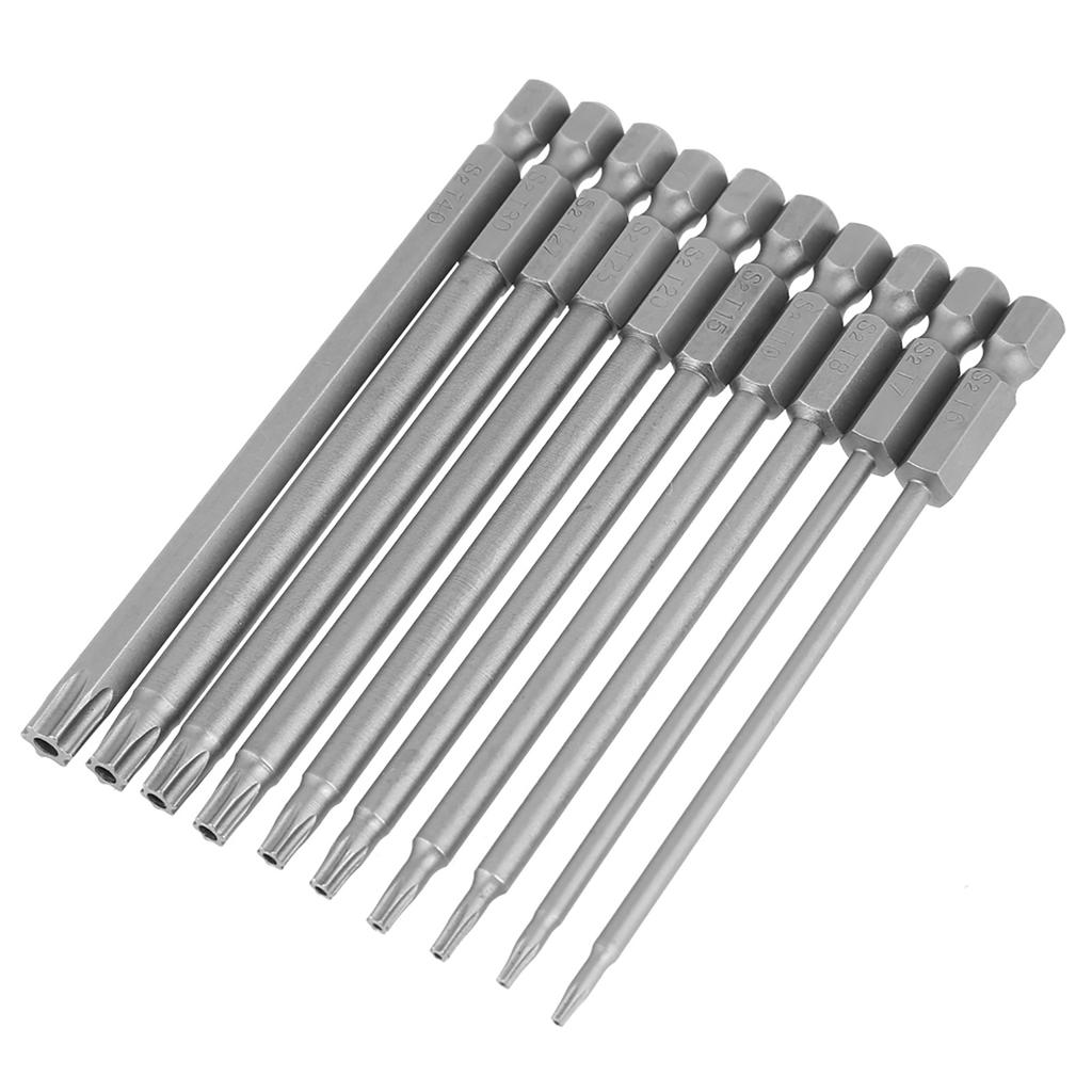 10pcs 100mm 1 4 Inch Hex Shank S2 Steel Star Head Drill Screwdriver BST Bits Set