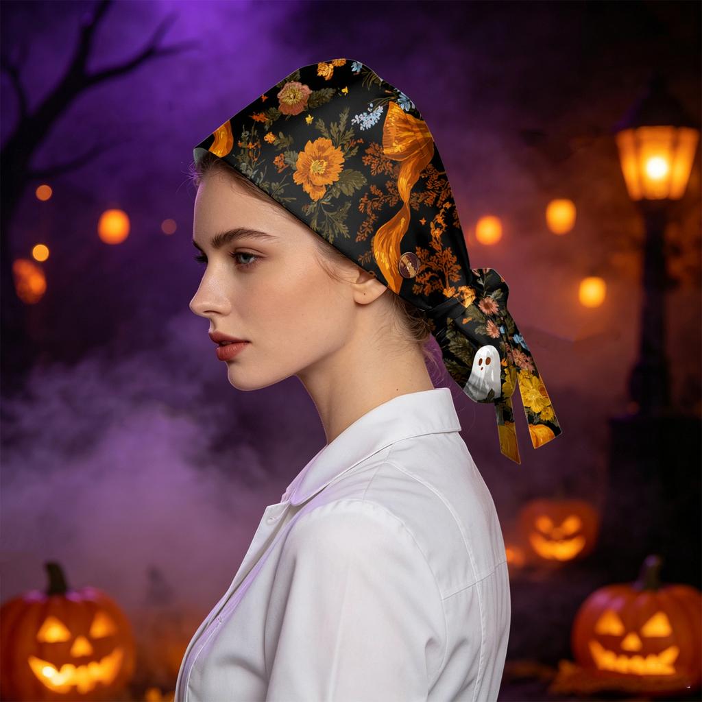 Women's Halloween Printed Ponytail for Work Shower Hair Wrap