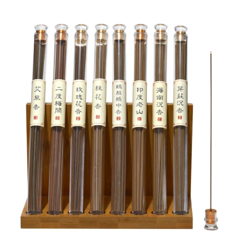 REN JIAN YOU WEI Special Selection Sandalwood Incense, Indian Laoshan Sandalwood, 40 Sticks, with Holder