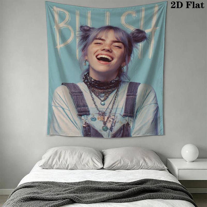 Billie Eilish Wall Tapestry Aesthetic Wall Hanging Printed Fabric Blanket Decorative Tapestries for Bedroom Living Room Home Decor