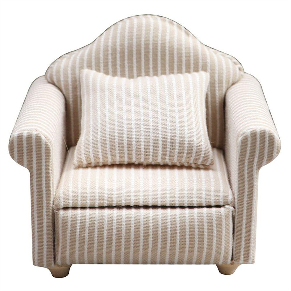 Simulation Dollhouse Sofa Striped Mini Sofa Girls Gift Miniature Sofa  Children Toy