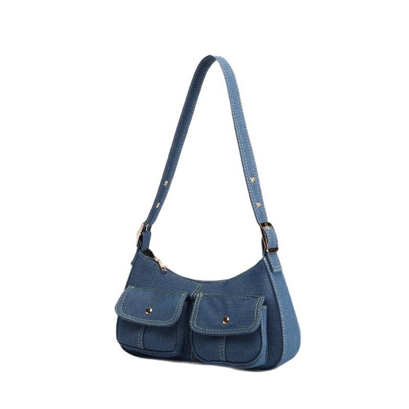 Denim Stray Bag Niche Design Sense Underarm Bag Women's Fashionable Shoulder Bag Fashionable Baguette Bag