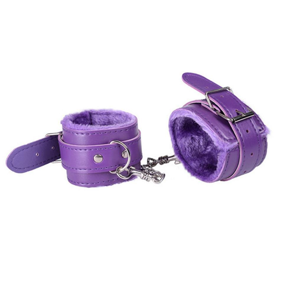 Handcuffs Sexy Metal Adjustable PU Leather Plush Restraints Slave Erotic Wives Cuff Sex Toys for Couples Adult Games