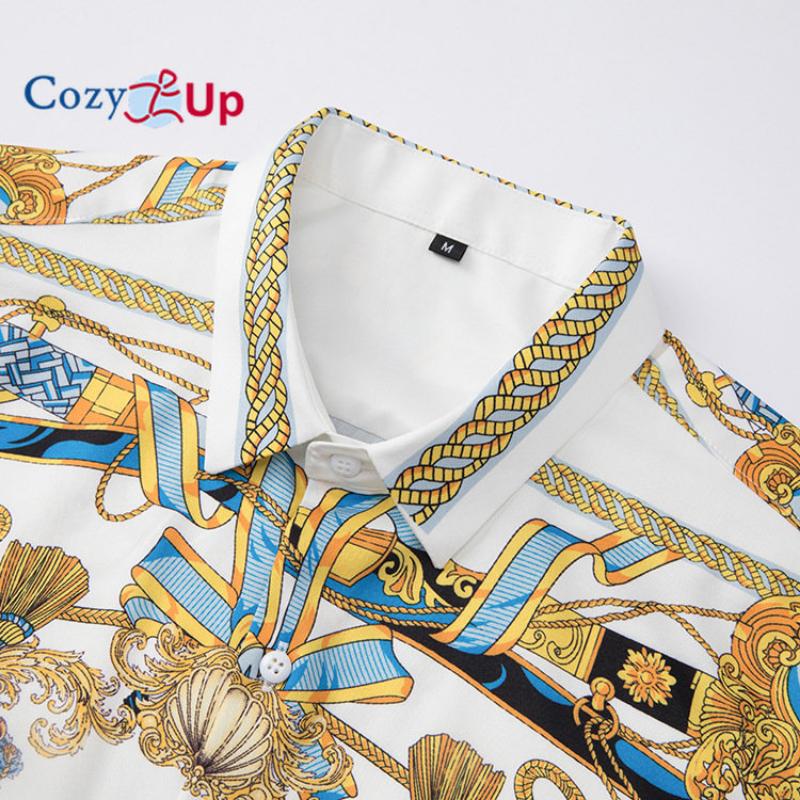 Cozy Up Mens Long Sleeve Fashion Luxury Design Print Dress Shirt