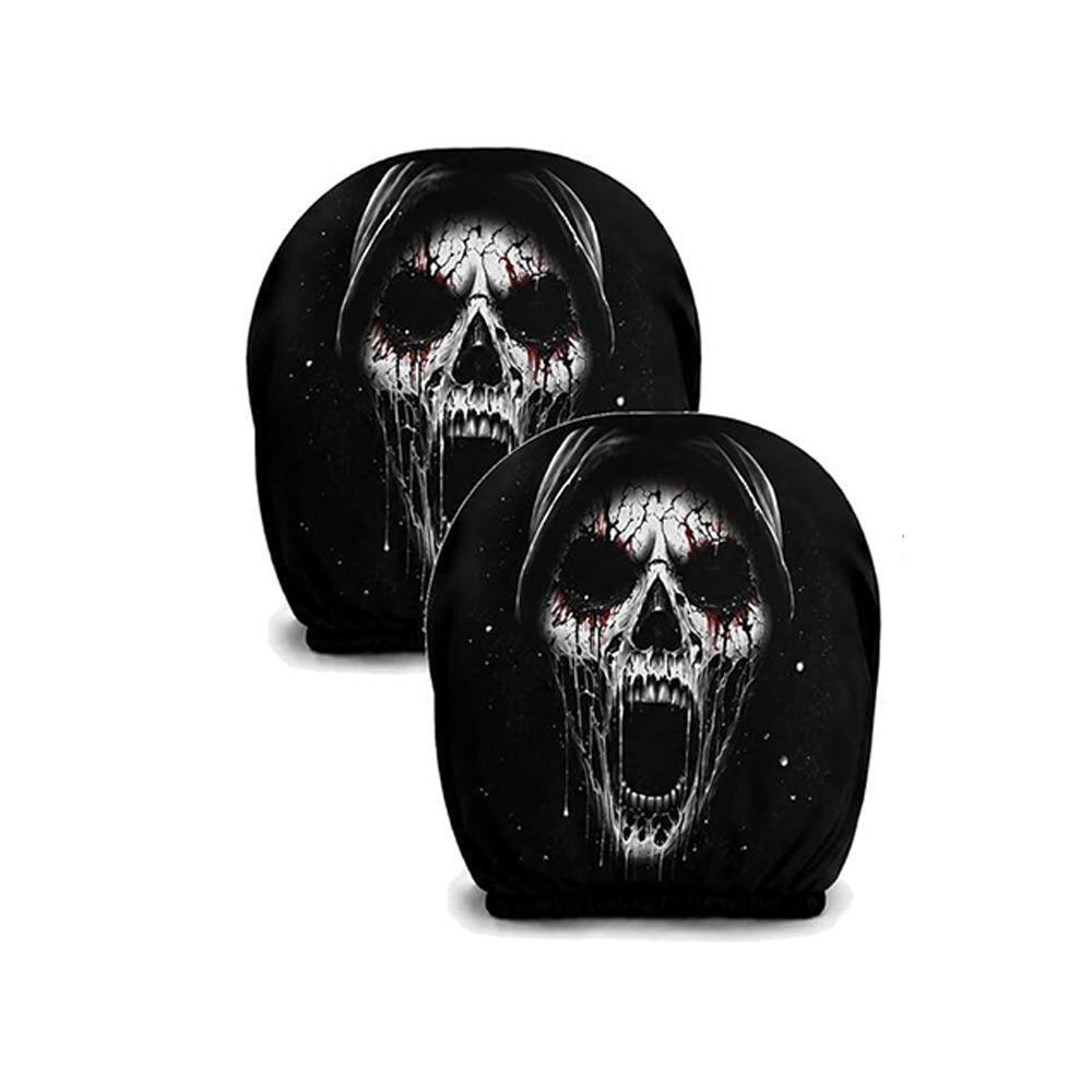 2Pcs Elastic Spooky Face Auto Headrest Sleeve Soft Comfortable Auto Headrest Wrap  Travel