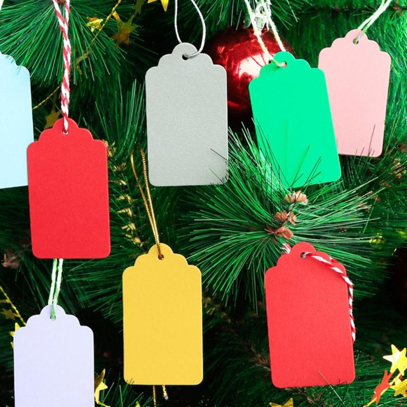 50 Pcs Colorful Gift Tages Paper Hanging Tages with Hole Rectangle Hanging Tages for DIY Christmas Wedding Party Favor