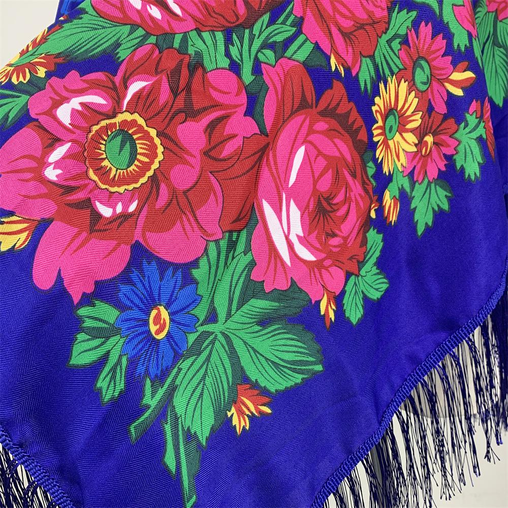 Retro Ethnic Fringe Print Square Scarf