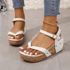 Women Platform Wedge Sandals Roman Buckle Peep Toe Women High Heels Shoes Summer Leisure Lightweight Rubber Sole Sandals