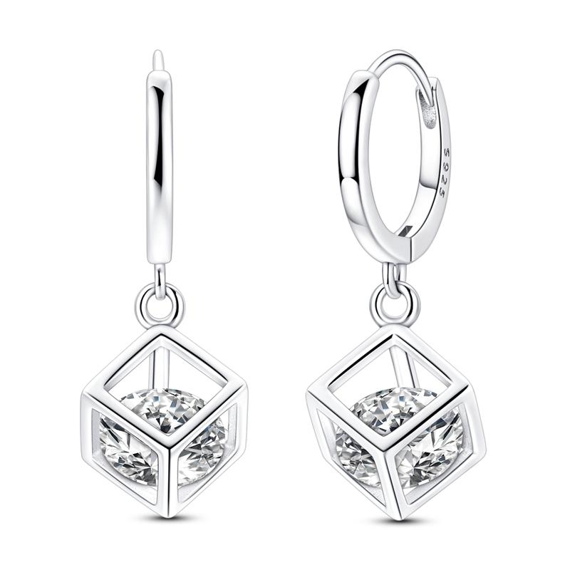 Náušnice pro ženy 925 Sterling Silver Kruhové náušnice Diamantové Srdce Lásky Zámek Broskvové Srdce Náušnice Krásný Dárek