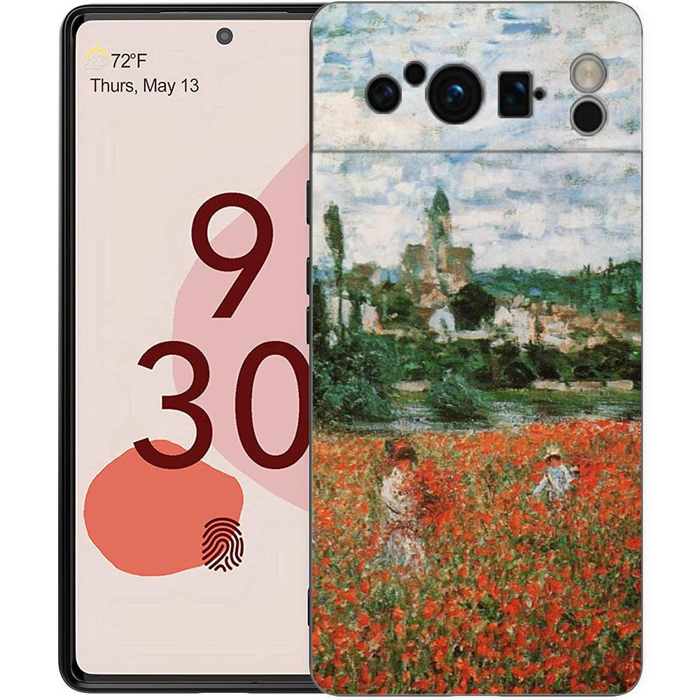 Claude Monet Impressionism Painter For Google Pixel 8 7 6 Pro 6A 5G Black Phone Case Soft Shockproof Back Cover TPU Shell Coque