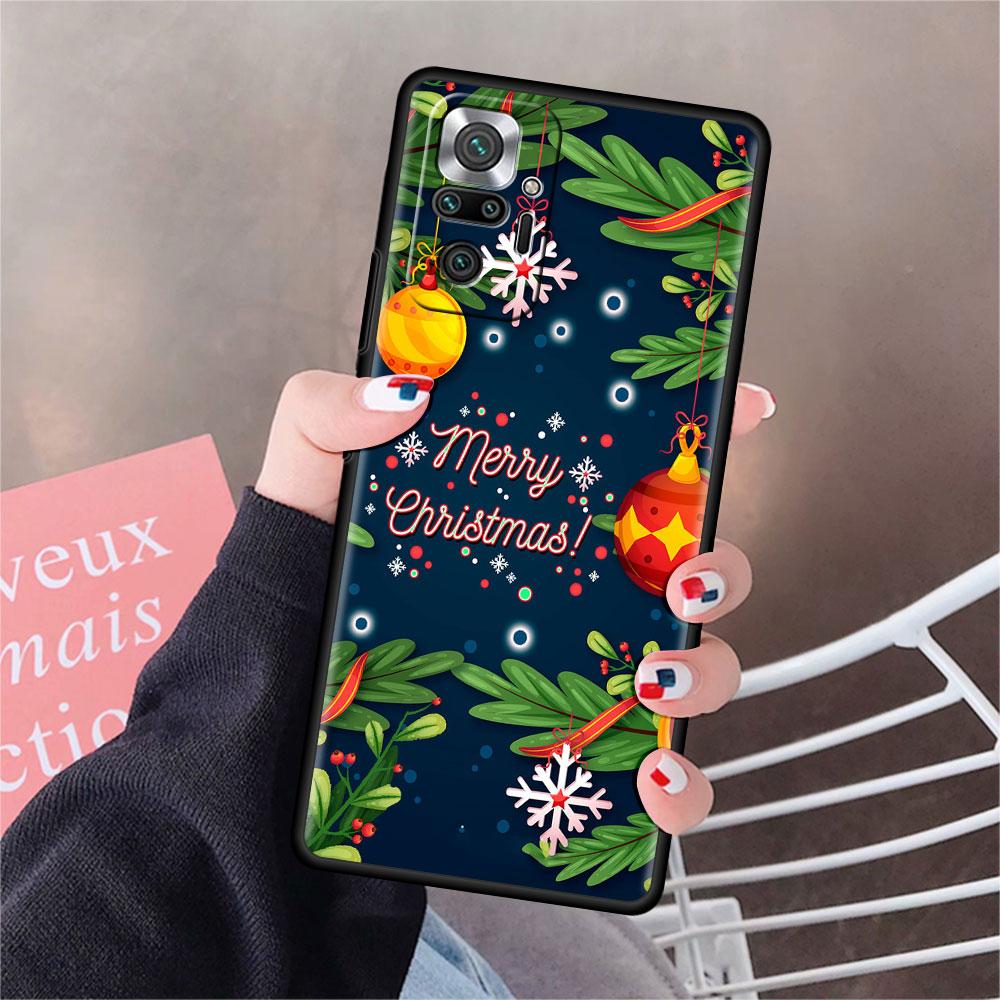 Funda For Xiaomi Redmi Note 10 9 11 Pro Soft Phone Case 10S 9S K40 8 9A 9C 9T 7 10C 8T Silicone Cover Merry Christmas Snow Shell
