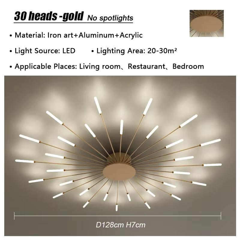 Modern Firework Led Ceiling Lights Home Decor Living Room Bedroom Ceiling Lamps Lustre Lighting Black Gold Mounted Lamp Fixtures