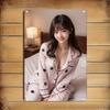 Retro Metal Wall Art, K-Drama Style Pink Polka Dot Lady Poster with Iron Frame for Home Cafe Decor
