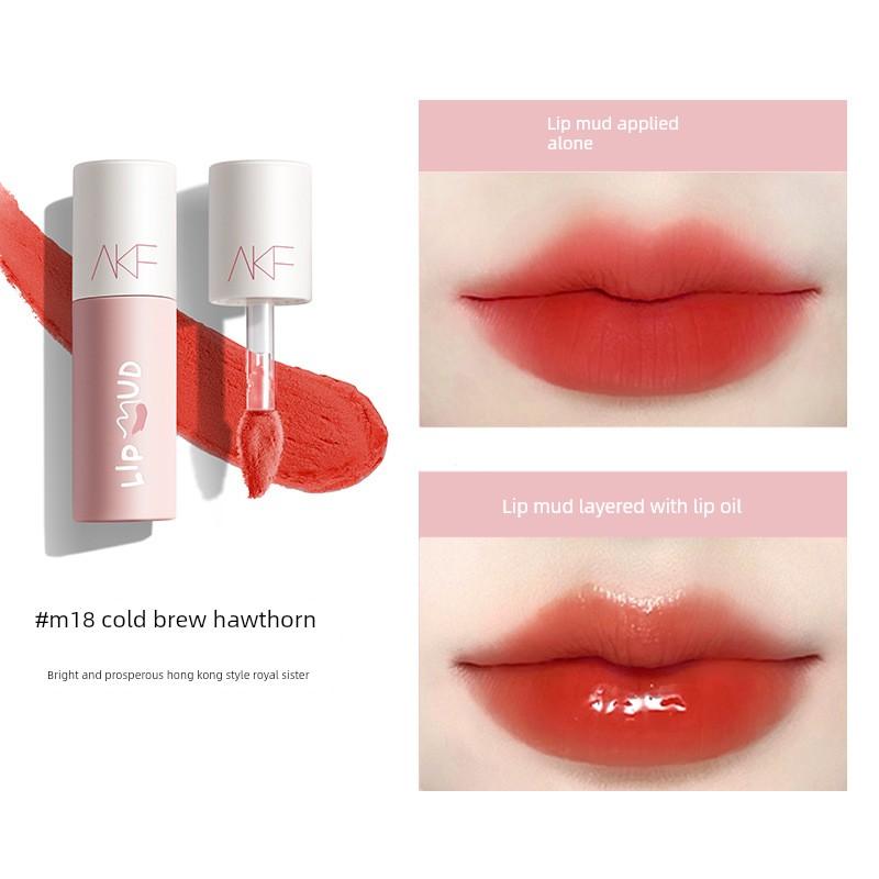 Akf Lip Mud Lip Glaze Lipstick Matte Matte Finish M17 Waterproof Long-Lasting Non-Stick Cup M07 Niche Affordable Natural Look Brightening