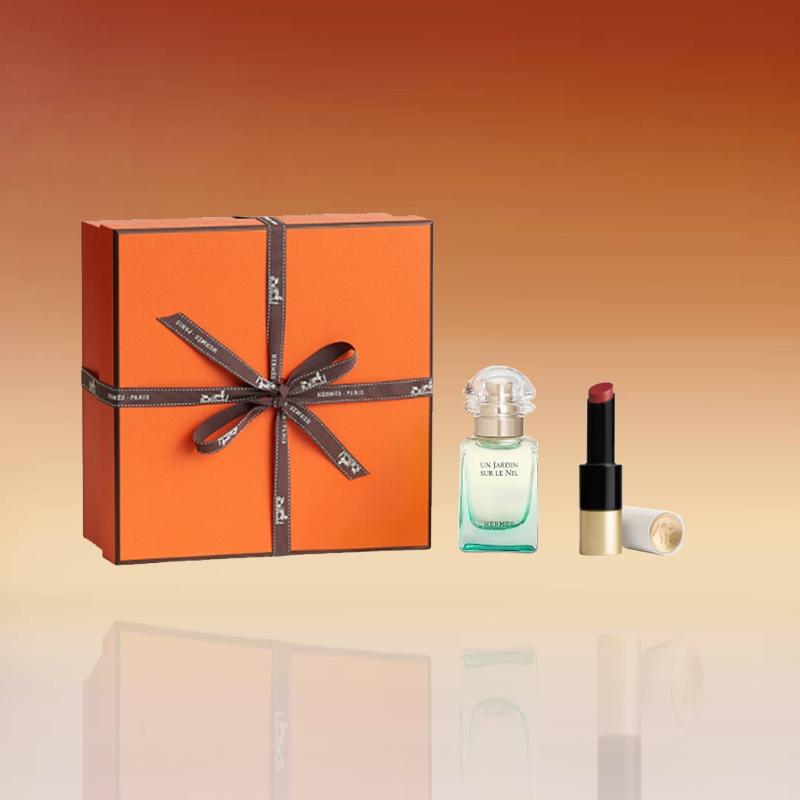 Hermes Set Eau de Toilette EDT Green Mango Lotus Woody Fragrance + 24189909 24189909-Two-piece set: Nile Garden Perfume 30ml + Silk Lip Balm #21