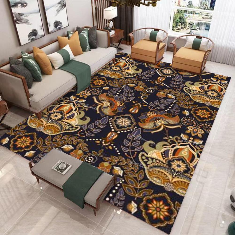 Retro European Flower Bird Tree Art Carpet Living Room Sofa Decoration Carpet Bedside Sofa Carpet Kitchen Coffee Table Foot Mat
