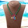 Bohemian Layered Summer Beach Necklace Acrylic Colorful Beads Fish Starfish Charms for Daily Dating Wear