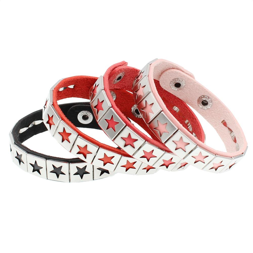DIEZI Vintage Punk Star PU Leather Bracelet Gothic Cosplay Wrap Bracelet For Women Men Harajuku Bracelet Bangle Gift Jewelry