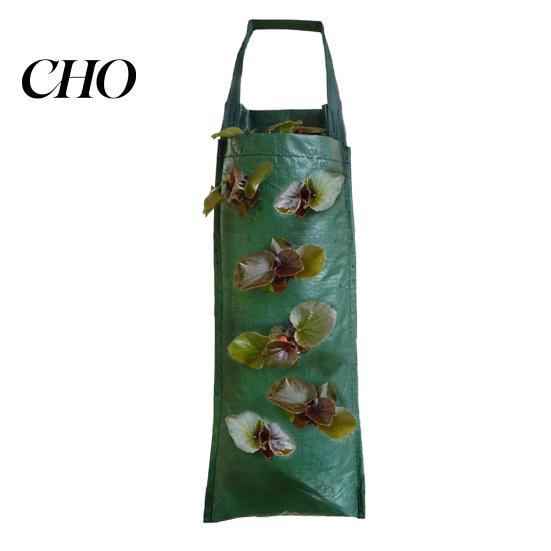 PE Fabric Planter Hanging Strawberry Grow Bag Upside Down Reusable Breathable Plant Rootlet Growth with 4 6 8 10 Planting Holes for Vegetables