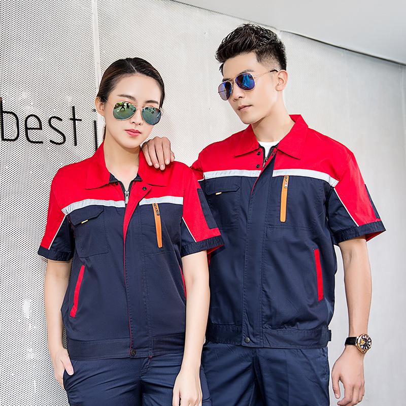 Breathable Short Sleeve Workshop Uniform Set for Auto Repair