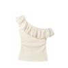 Slant Shoulder Top Women's Off-shoulder T-shirt Women's Slim Summer Lace New Slant Neck Ruffle Edge Versatile and Thin T-shirt Top