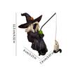 Witch Statue Resin Counter Figure Whimsical Gothic Fishing Witch Figurine for Yard Home Porch Kitchen Desk Indoor Bookshelf