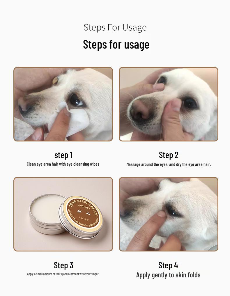 Tear Stain Remover Cream for Dogs & Cats: Gentle Eye Cleaner for Bichon Frise, Teddy & More