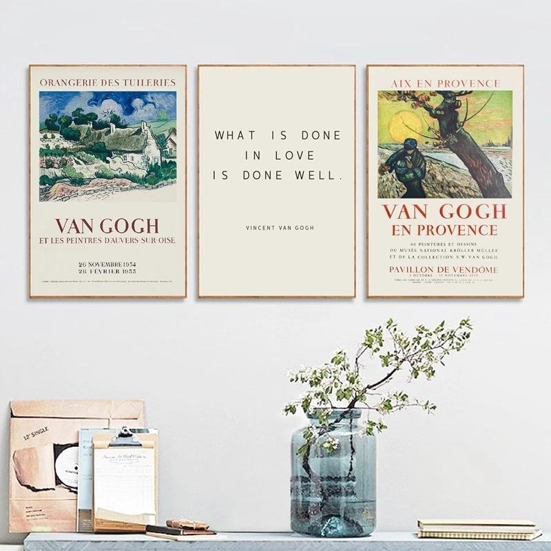 Vincent Van Gogh Painting Canvas Art Prints Original French Exhibition Vintage Posters Wall Pictures Home Room Gallery Decor