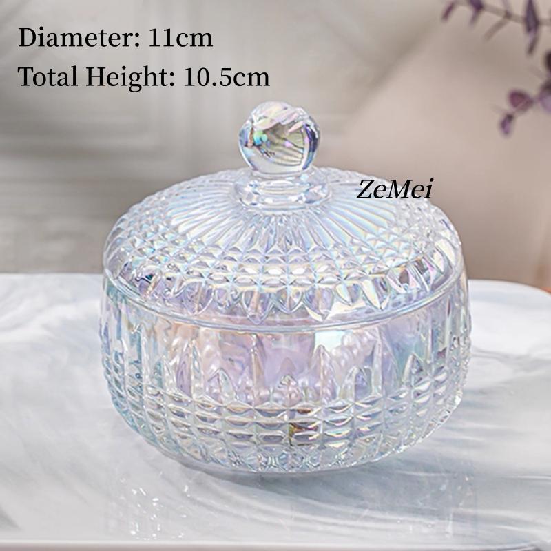European-Style Crystal Glass Candy Jar,Jewelry Organizer Glass Jar With Lid Aromatherapy Candlestick Container Home Decoration