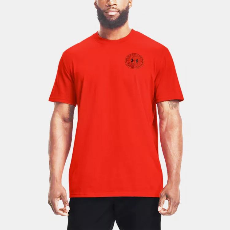 Under Armour Ua Alma Mater Crest Casual Breathable Sports Short Sleeve T-Shirt Men T-Shirt Red 1366471-296