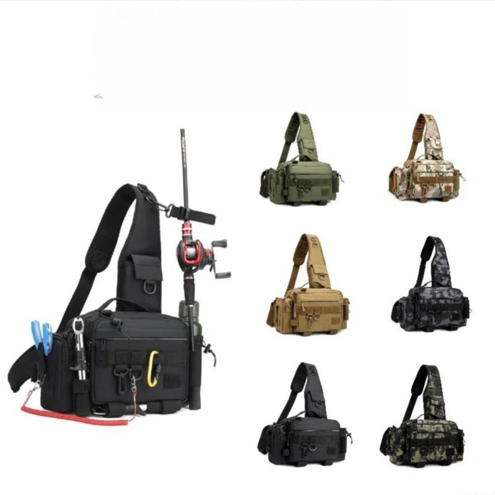 Luya Tasche, Bauchtasche, Schulterrucksack, Umhängetasche, Angelrutentasche, Köderbox, Angeltasche, Camouflage Angeltasche mit großem Fassungsvermögen.
