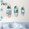 French Vintage Home Decor 3Pcs Wooden Surfboard Wall Art Decor, Natural Wood Hanging Sign, Sun-resistant Sculpture Lightweight Tropical Summer