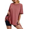 Ladies Casual Round Neck Short Sleeve Color Fashion Loose T-shirt