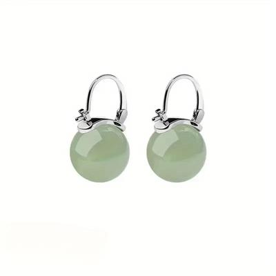 Temperament 1pair Gift Anti-allergy Buckle Fashion Personality Earrings Imitation Jade and Stone Accessories