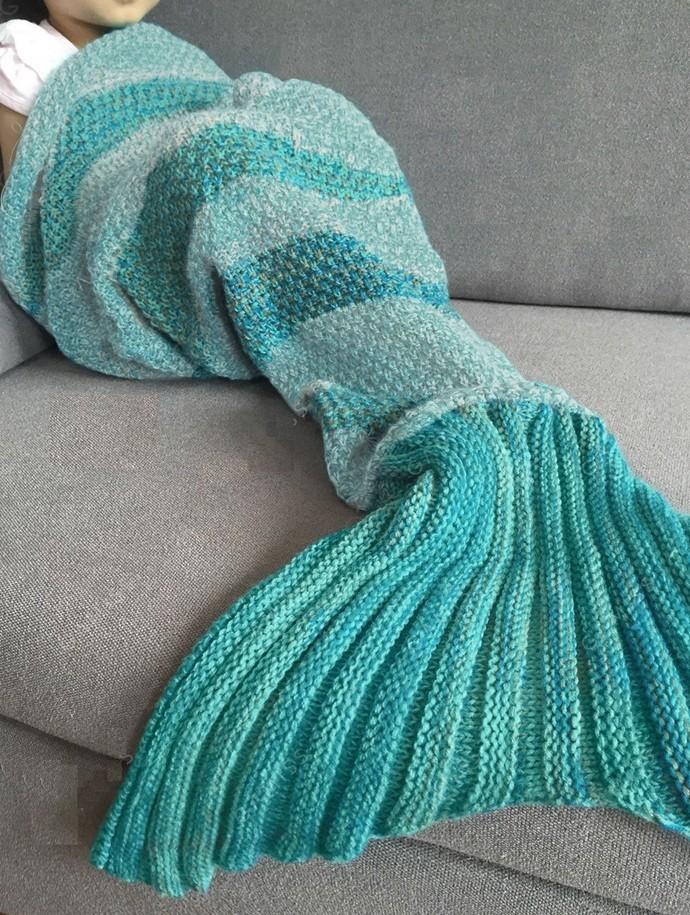 Acrylic Striped Mermaid Blanket For Home Office And Lounge Decor
