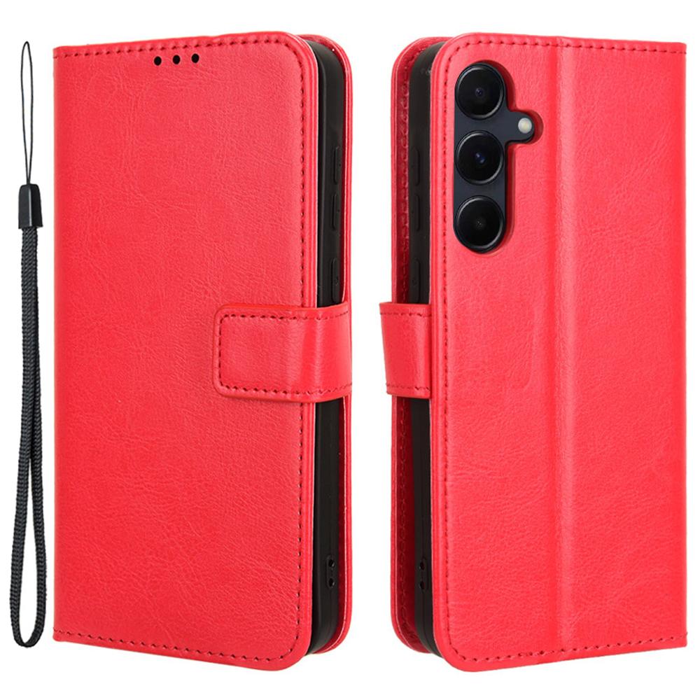 

Чехол для Samsung Galaxy A55 5G Кожаный кошелек с текстурой Crazy Horse Противоударная обложка Red