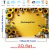 2D Printed Backdrop with Custom Text, Sunflowers, Bees and Honeycomb Pattern