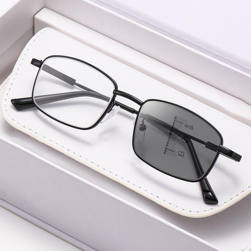 

Photochromic Multifocal Presbyopia Glasses Metal Square-Frame Multifunctional Business Reading Glasses for Near and Far Vision 0