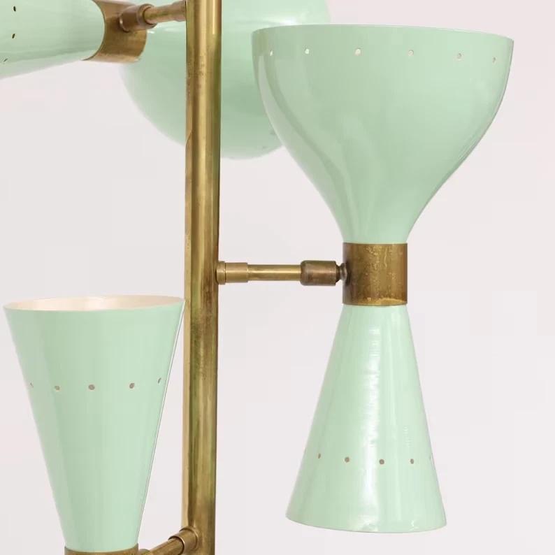 1920s Mid Century Italian Style Brass Floor Lamp with Base and Cone Shaped