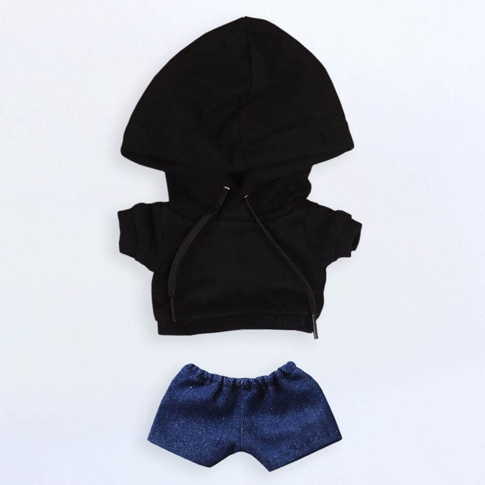 Niannyyhouse 15cm Plush Clothes: Hoodie, Jeans, Cotton Doll Clothes, Dress-Up (Black-2)