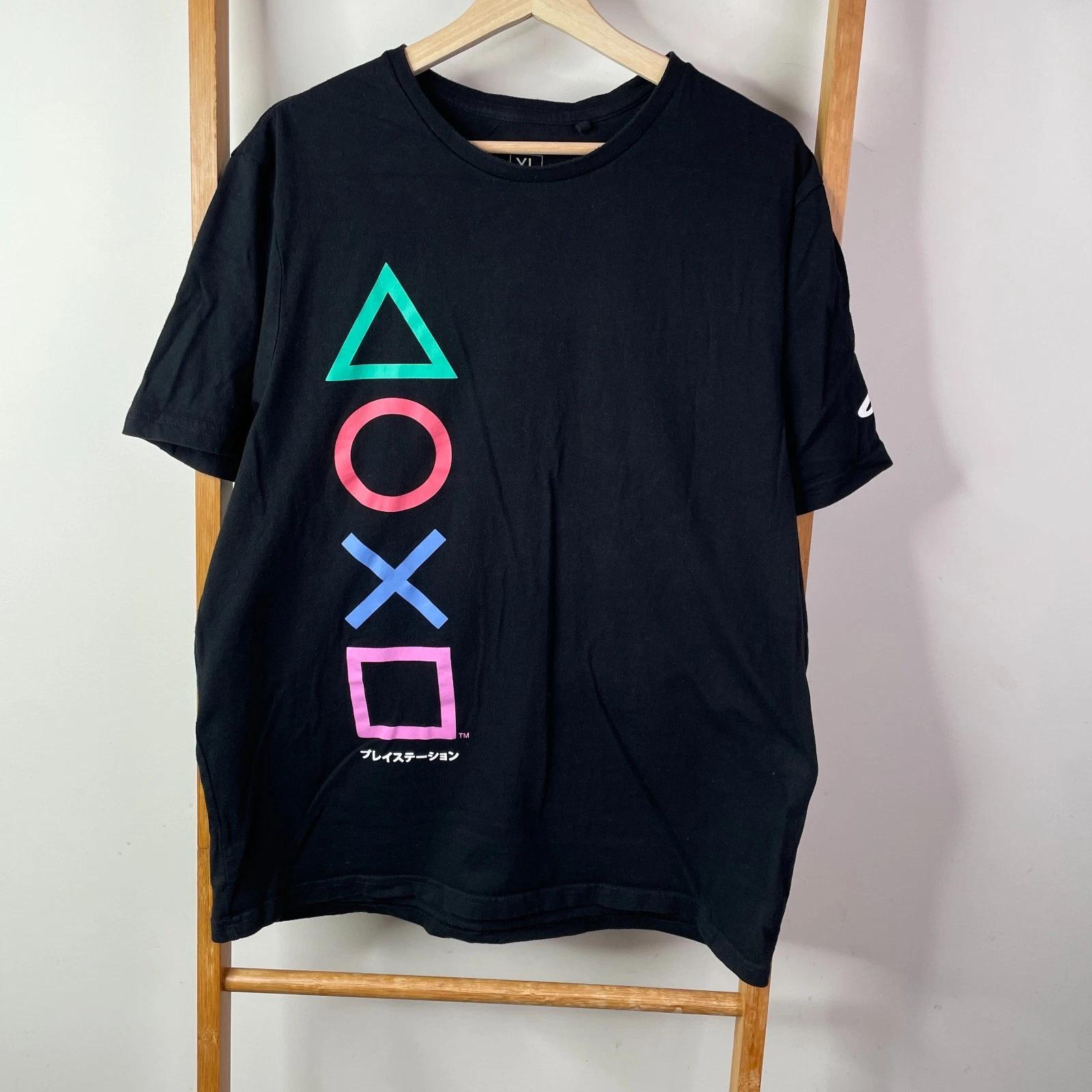 

Sony Playstation Shirt Mens Extra Large Black Graphic Print Short Sleeve Gaming 4XL