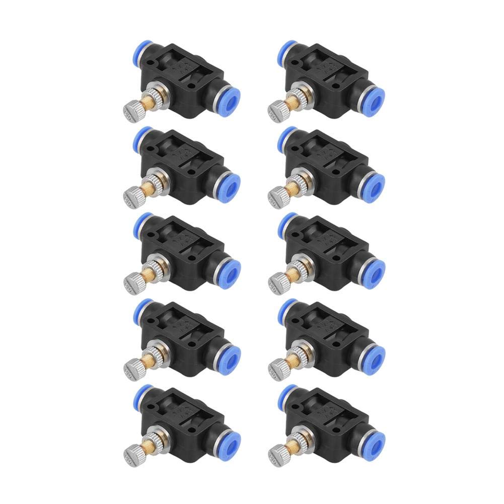 Sixrun 10pcs/set Pneumatic Flow Speed Valve, Push-in Speed Controller 6mm Pneumatic Air Flow Control Valve Connector, Pneumatic Quick Fitting