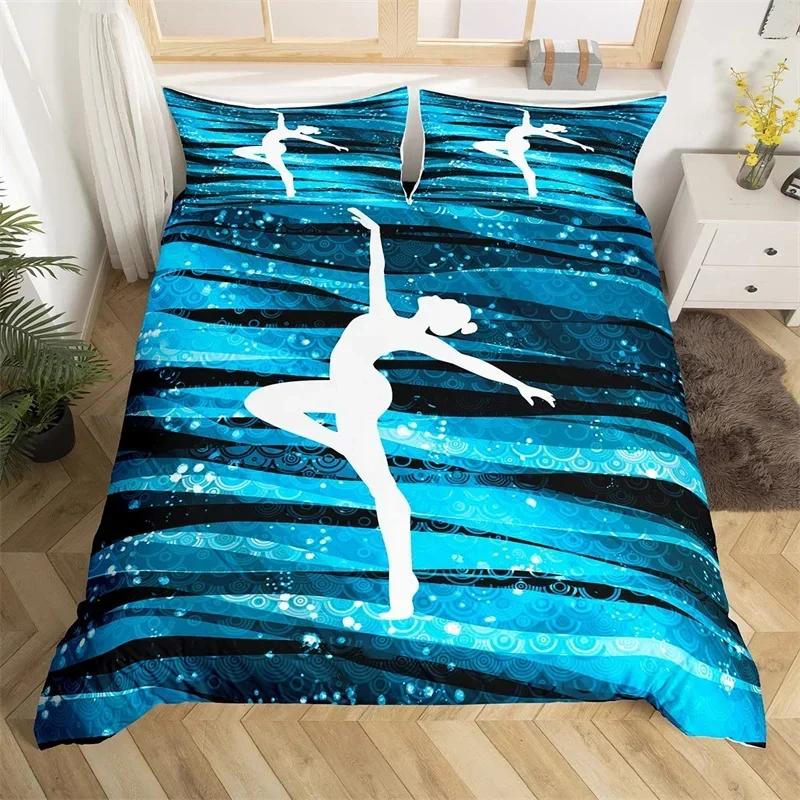 

Gymnastic Sport Duvet Cover Set Rainbow Watercolor Tie Dye Queen Bedding Set Microfiber Cheerleading Quilt Cover For Yoga Lover US Twin(172x218cm)