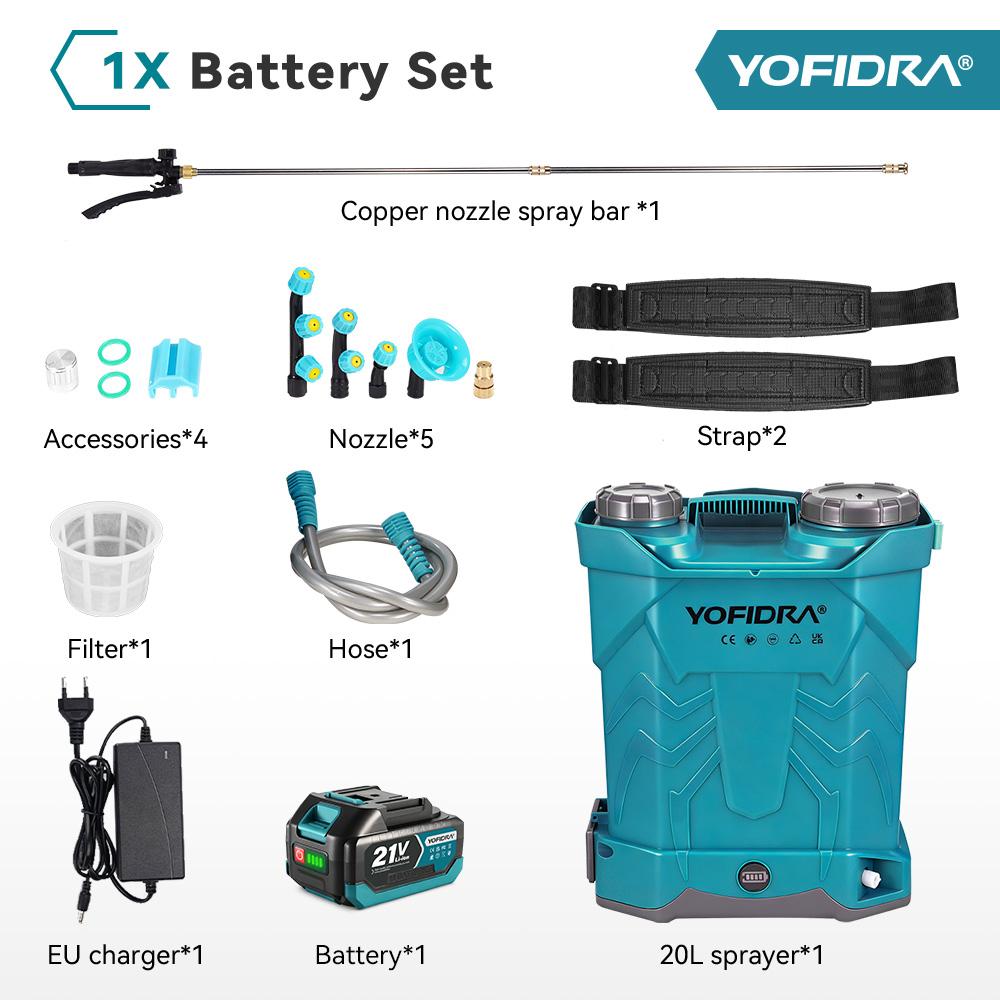 Yofidra Spruzzatore Elettrico 20L Alta Capacità Zaino Spruzzatore per Prato e Giardino Strumenti Elettrici Per Batteria Makita 21V Pin