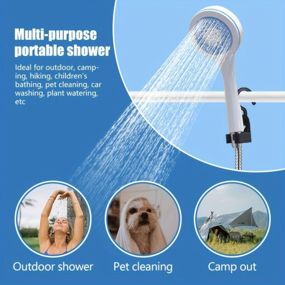 ABS Camping Electric Shower Head Portable Handheld Shower Pump Outdoor Shower Head Kit  Hiking