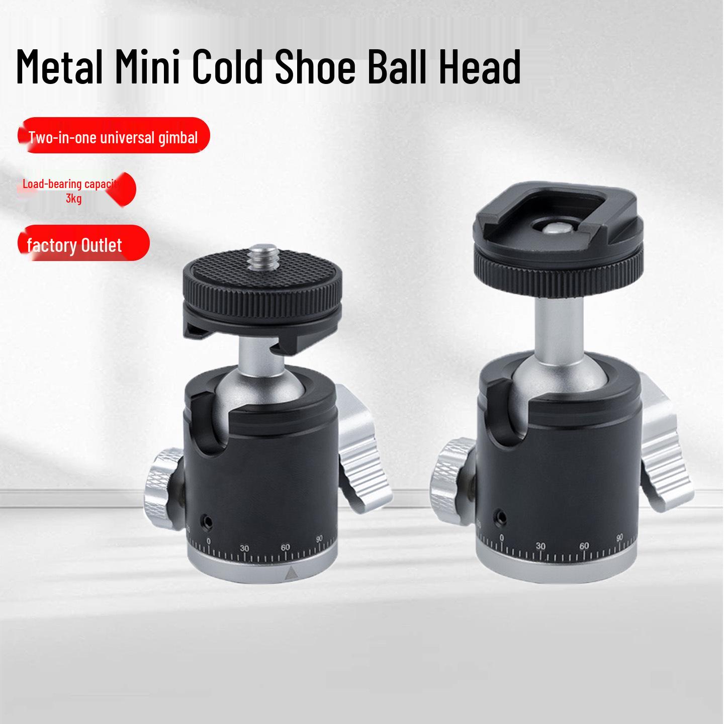 

Universal 360° Rotating Metal Ball Head for Mirrorless & SLR Camera Tripods Cold Shoe Ball Head