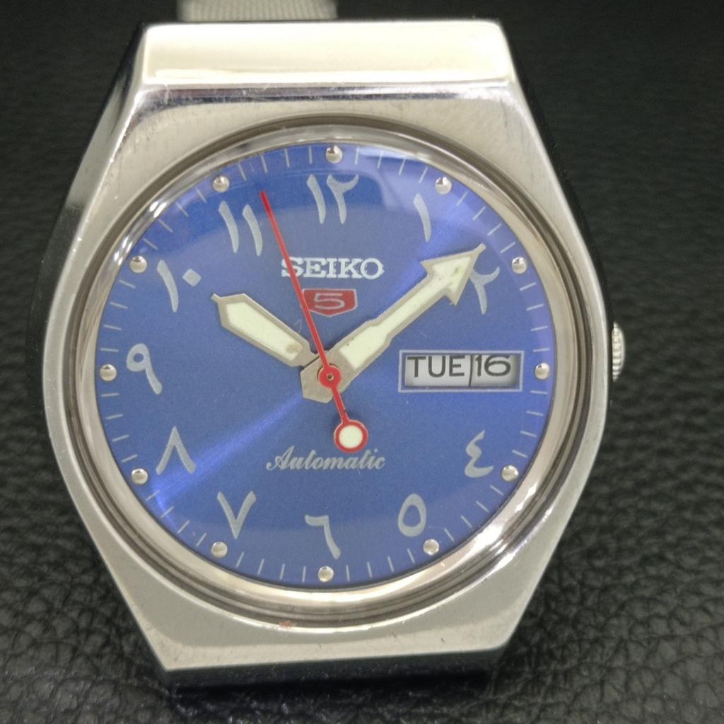 VINTAGE SEIKO 5 AUTOMATIC 6309A JAPAN MENS ARABIC BLUE DIAL WATCH A702658-1