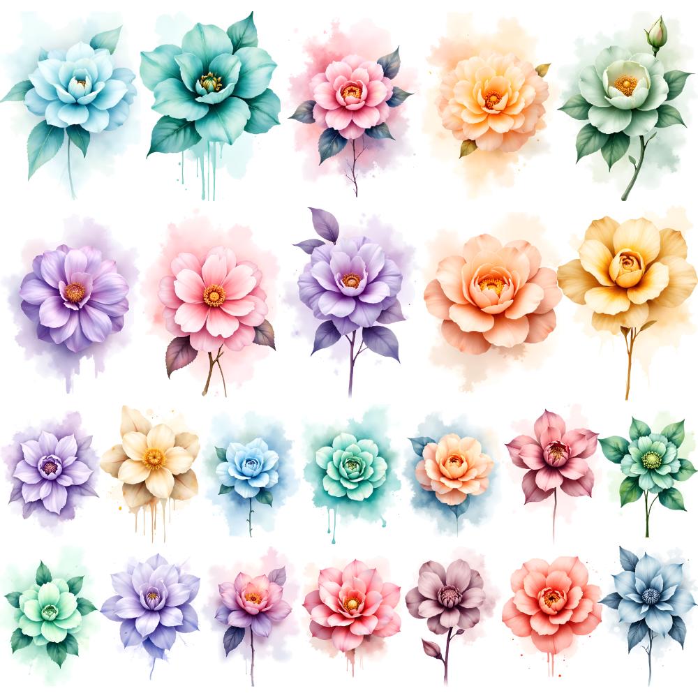 9pcs Temporary Tattoo Floral Stickers Temporary Tattoo Stickers Flower Stickers For Cheeks Chest