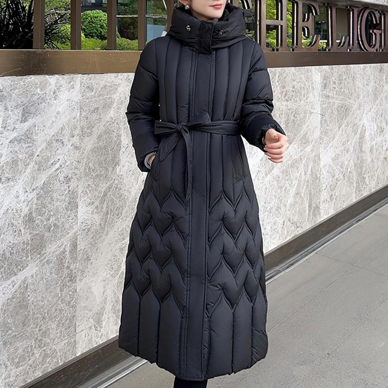 Plus Size L-7XL Fashion Woman Winter Coats With Belt Long Parkas Hooded Loose Thick Female Jackets